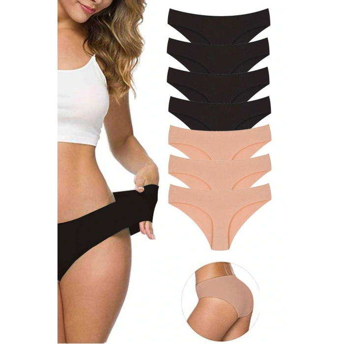 LitaeTrend 7 Adet Kadın Dikişsiz Lazer Kesim Esnek İz yapmayan Külot S2