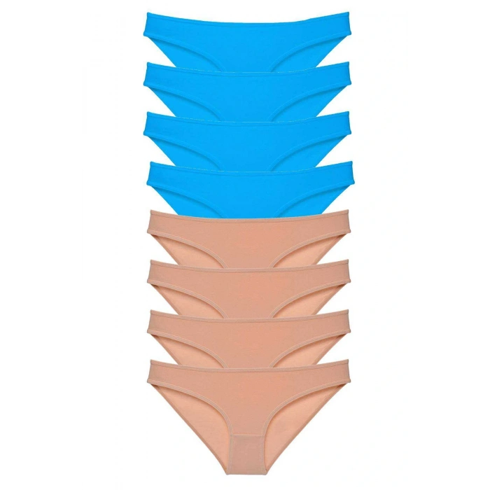 LitaeTrend 8 adet Eko Set Likralı Kadın Slip Külot Ten ve Mavi