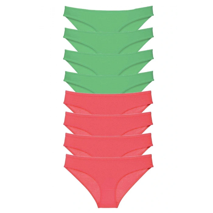 LitaeTrend 8 adet Eko Set Likralı Kadın Slip Külot Yeşil Fuşya