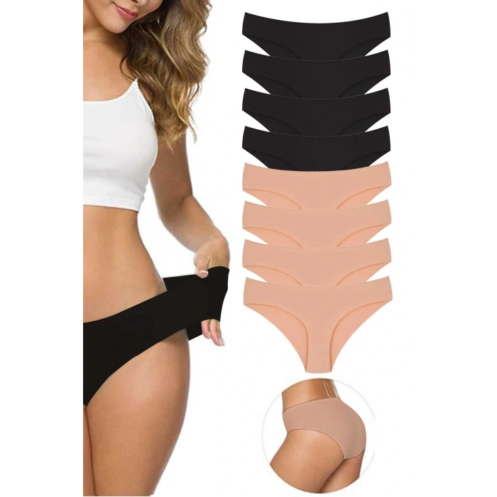 LitaeTrend 8 Adet Kadın Dikişsiz Lazer Kesim Esnek İz yapmayan Külot S2