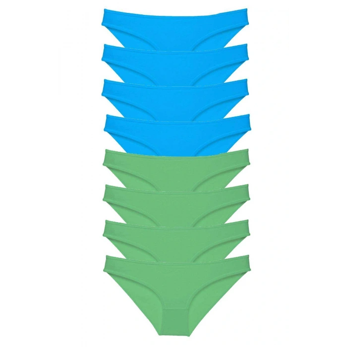LitaeTrend 8 adet Süper Eko Set Likralı Kadın Slip Külot Yeşil ve Mavi