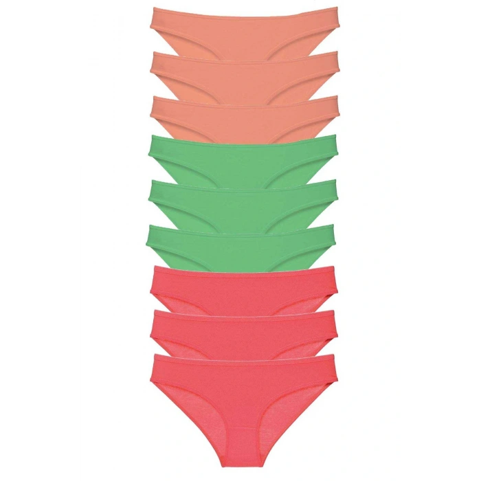 LitaeTrend 9 adet Süper Eko Set Likralı Kadın Slip Külot Pudra Yeşil Fuşya