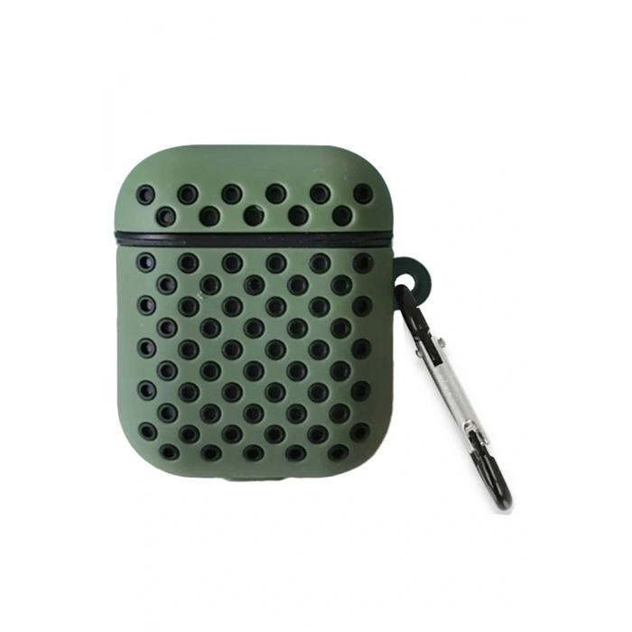 LitaeTrend Airpods 2 (2.nesil) Spor Delikli Kılıf - Haki Yeşil-Siyah
