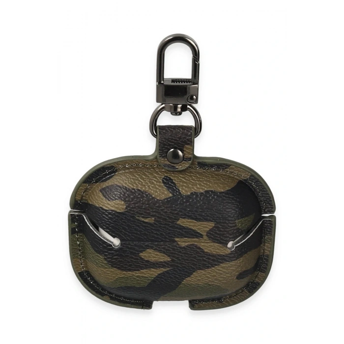 LitaeTrend Airpods 3 (3.nesil) Çanta Kamuflaj Deri Kılıf - Haki Yeşil