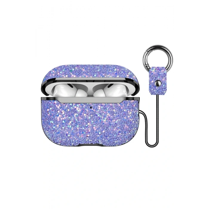 LitaeTrend Airpods Pro 2 (2.nesil) Bright Simli Airpods Kapak - Derin Mor