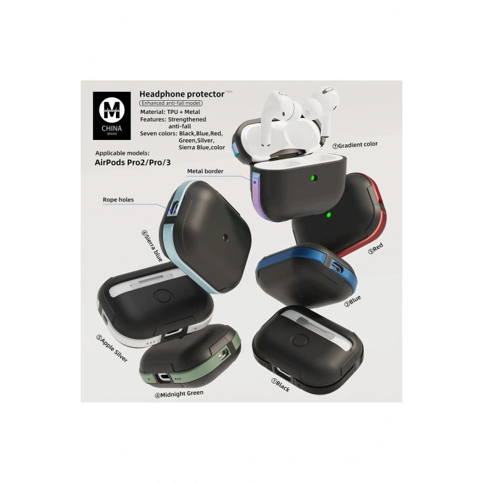 LitaeTrend Airpods Pro 2 (2.nesil) MO-A8 Armor Kılıf - Rainbow