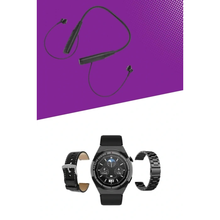 LitaeTrend Alarm ve Titreşim Özellikli Akıllı Saat ve Mikrofonlu Kablolu Bluetooth Kulaklık 60 Saat