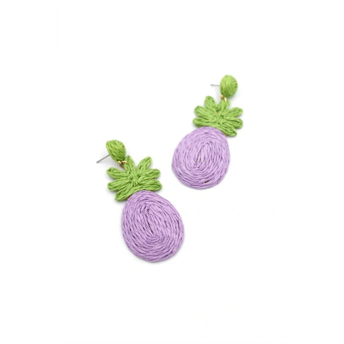 LitaeTrend Ananas Hasır Küpe - Mor