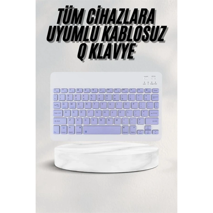 HERŞEYTREND Android ve İOS Uyumlu Bluetooth Kablosuz Türkçe Q Klavye Renkli