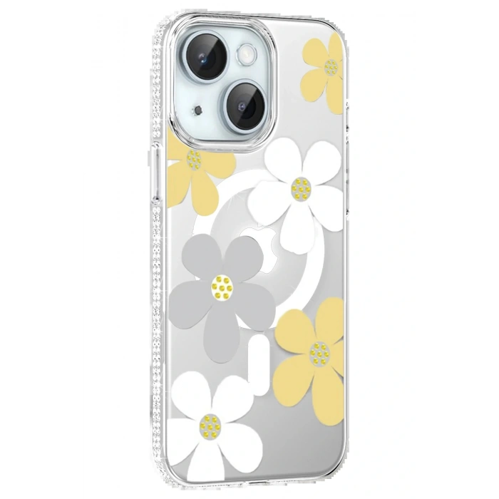 LitaeTrend Apple iPhone 14 Floral Magsafe Kapak - Sarı