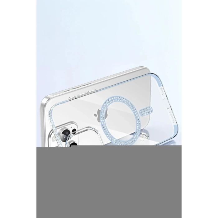 LitaeTrend Apple iPhone 14 Pro Max Move Taşlı Magsafe Kapak - Gümüş