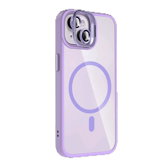 LitaeTrend Apple iPhone 14 Remim Lensli Magsafe Standlı Kapak - Lila