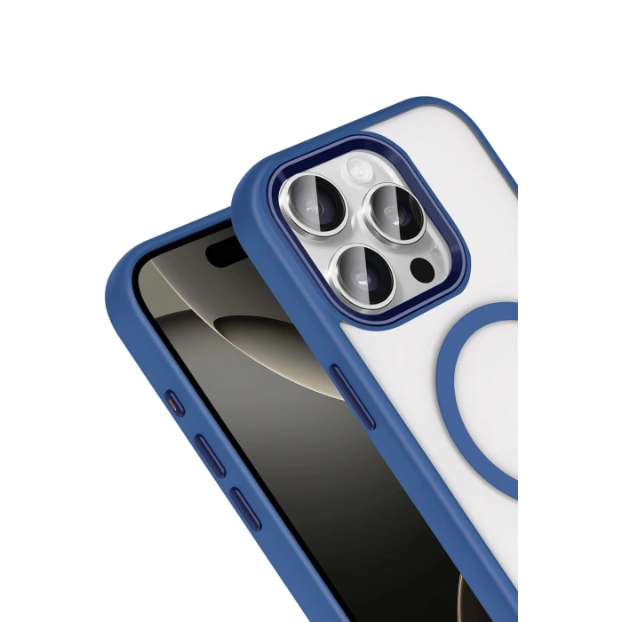 LitaeTrend Apple iPhone 15 Pro Max Terea Magsafe Kapak - Lacivert