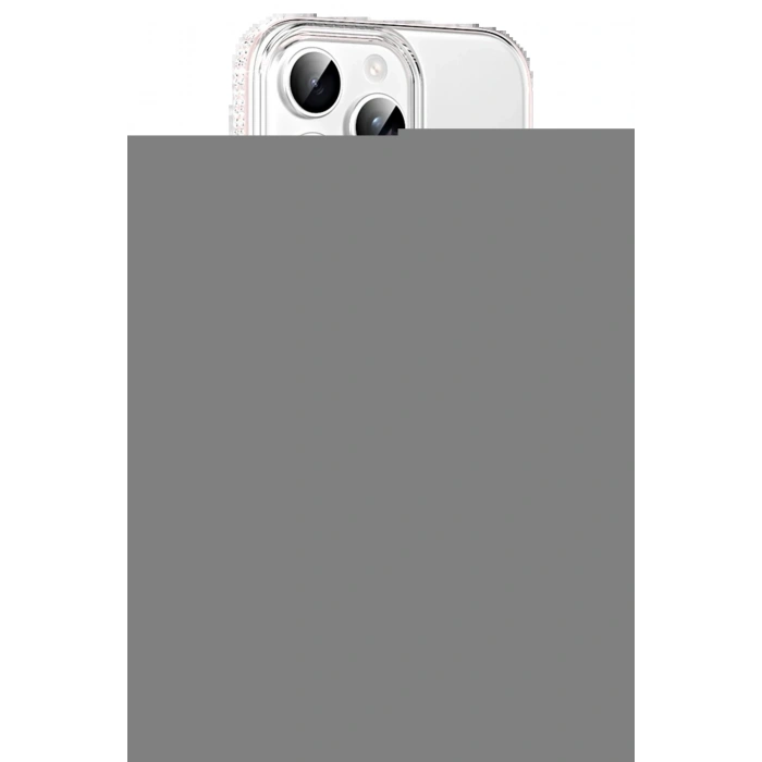 LitaeTrend Apple iPhone 15 Pro Move Taşlı Magsafe Kapak - Gümüş