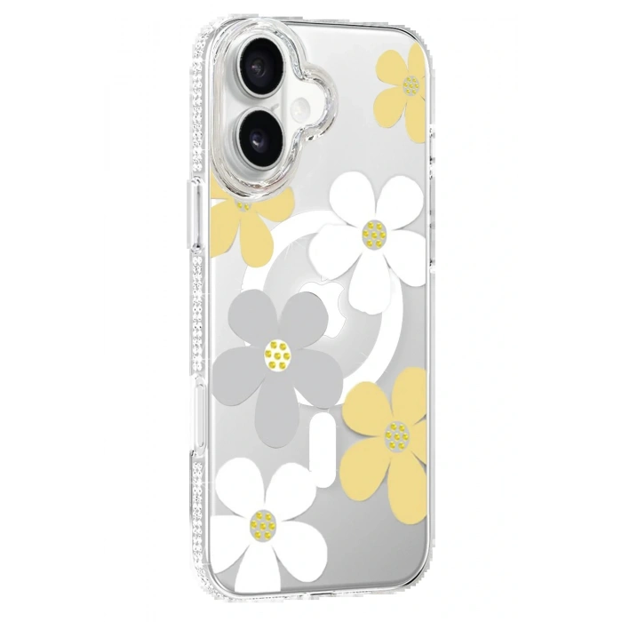 LitaeTrend Apple iPhone 16 Floral Magsafe Kapak - Sarı