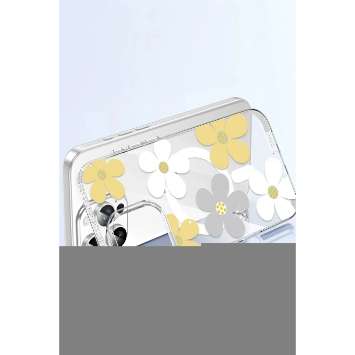 LitaeTrend Apple iPhone 16 Floral Magsafe Kapak - Sarı