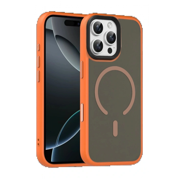 LitaeTrend Apple iPhone 16 Pro Max Megane Magsafe Kapak - Turuncu