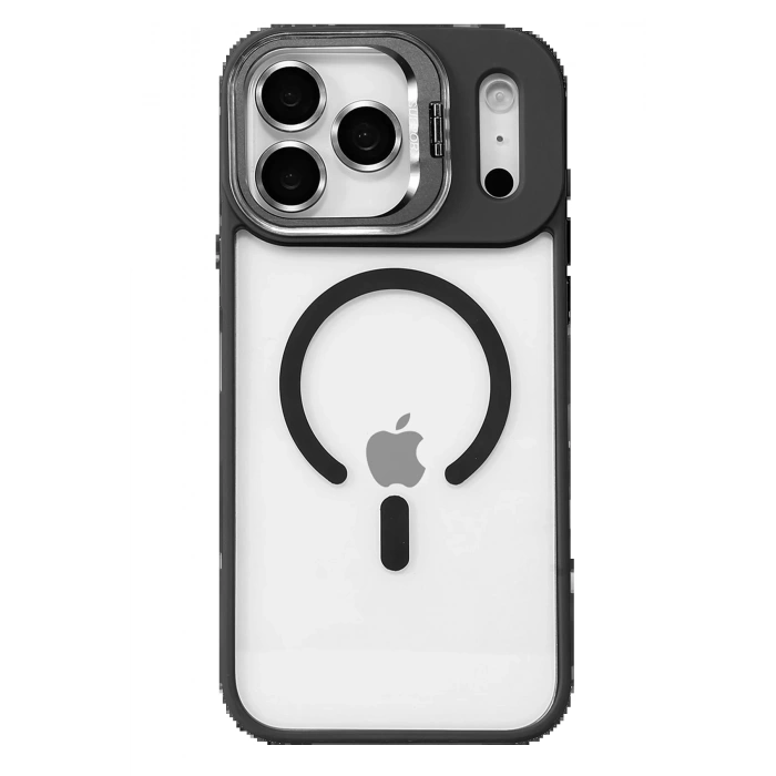 LitaeTrend Apple iPhone 17 Pro Max Remim Lensli Magsafe Standlı Kapak - Siyah