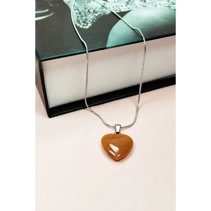 LitaeTrend Aragonit Doğal Taşı Zincirli El Yapımı Kolye Uç: 2 cm Zincir: 20 cm Kutulu