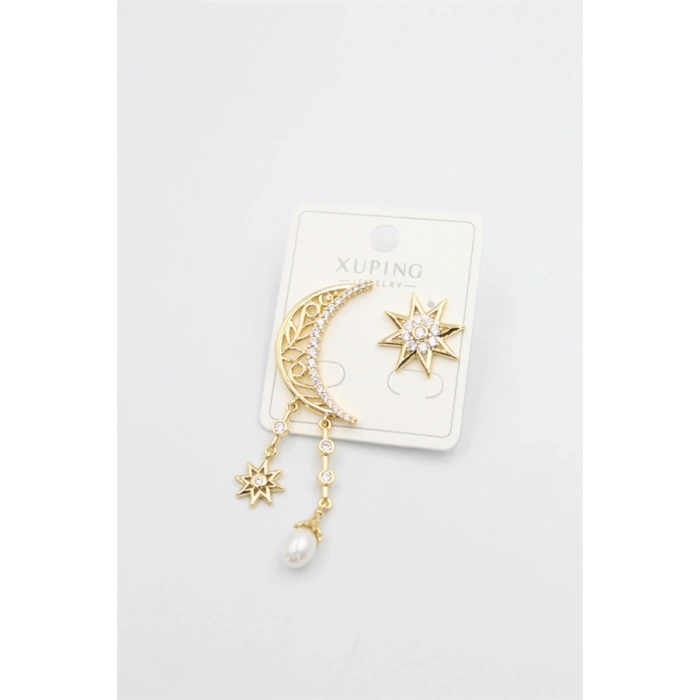 HERŞEYTREND Ay Yıldız Küpe - Altın