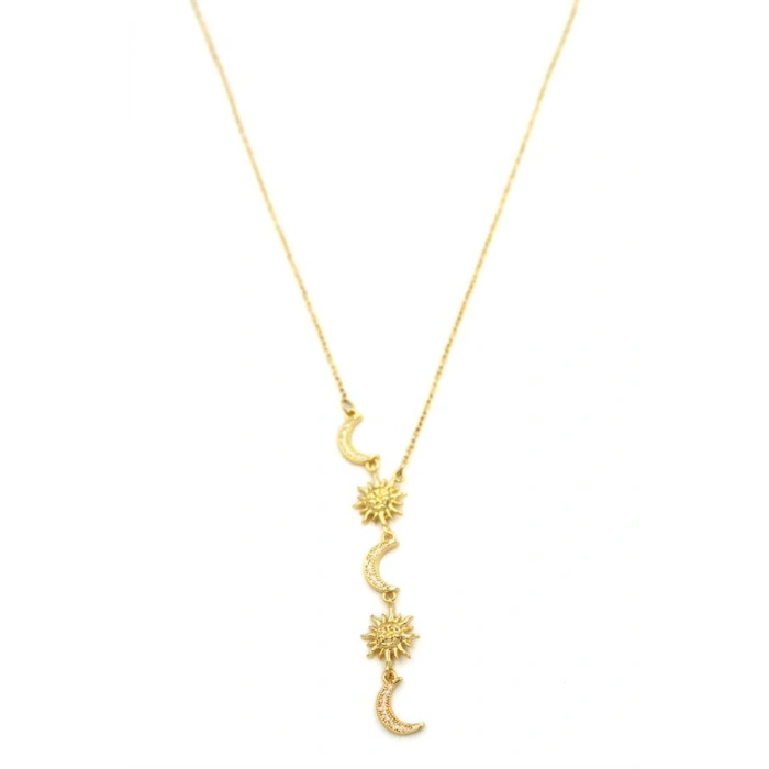 HERŞEYTREND Ay Yıldız Y Kolye - Altın