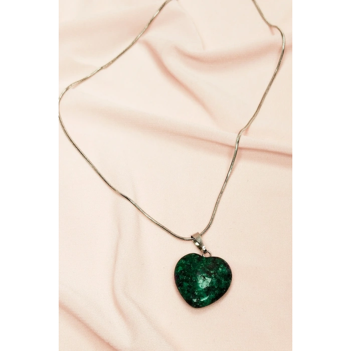 LitaeTrend Azurit Doğal Taşı Zincirli El Yapımı Kolye Uç: 2 cm Zincir: 20 cm Kutulu