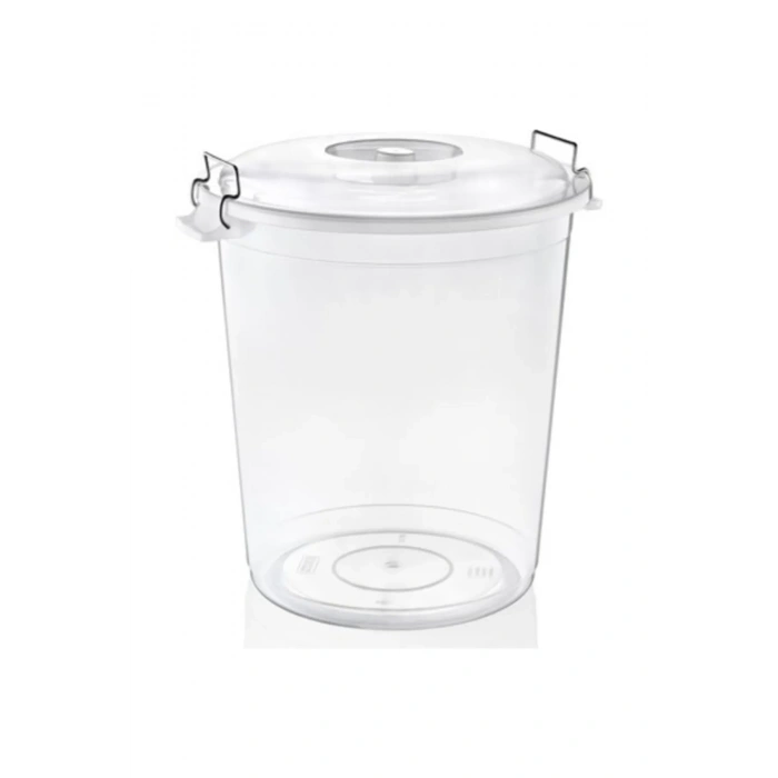 LitaeTrend Bakliyat Kovası Şeffaf Kova 70lt Kulplu Kapaklı Royaleks-ASD174