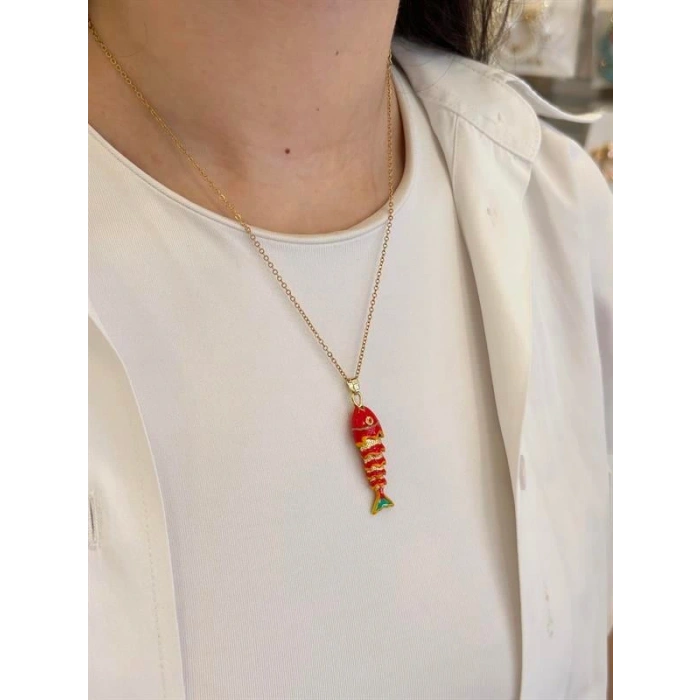 LitaeTrend Balık Kolye - Kırmızı