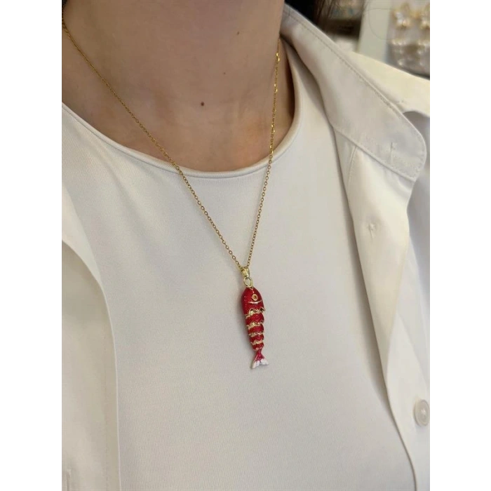 LitaeTrend Balık Kolye - Kırmızı