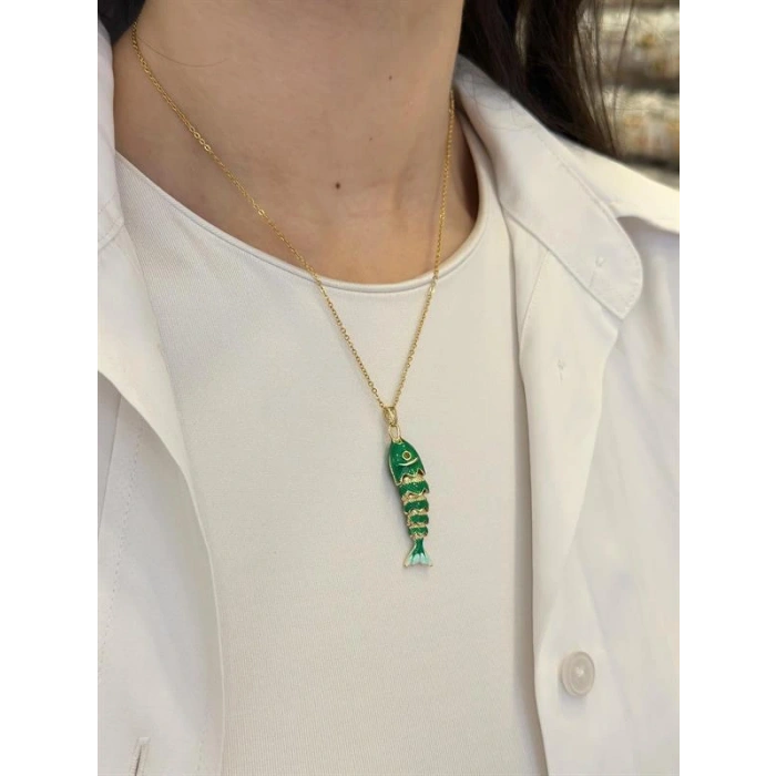LitaeTrend Balık Kolye - Yeşil
