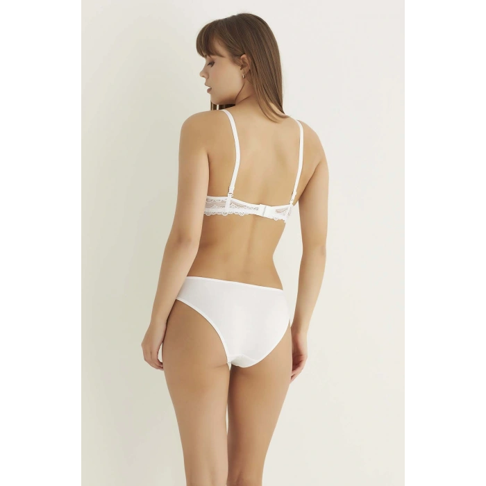LitaeTrend Beyaz Destekli Slip Külotlu Dantelli Sütyen Takımı 4007