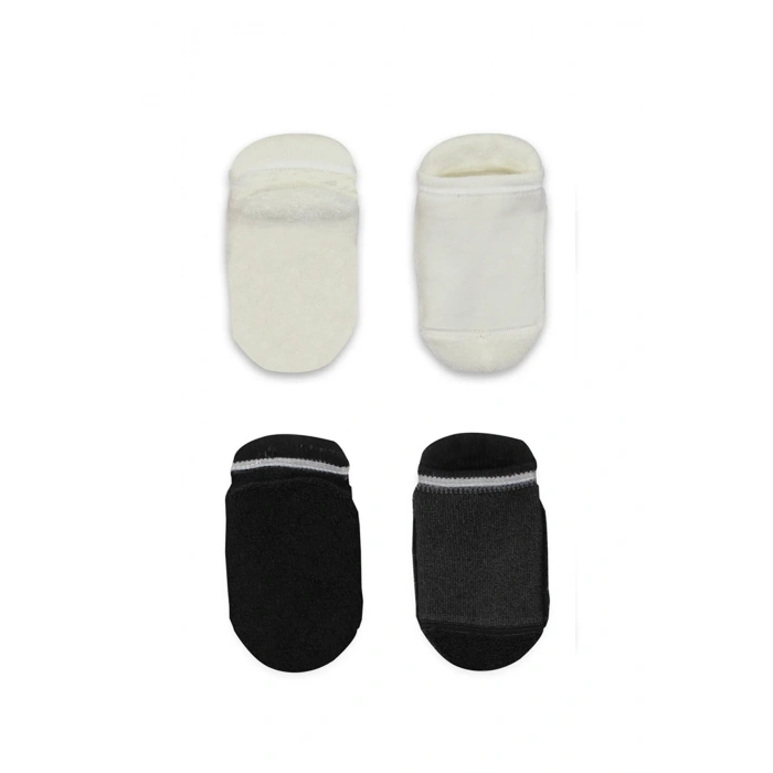 LitaeTrend Bistyle 2li Altı Havlu Sneakers Kaymaz Çorap 20501 Siyah Ekru