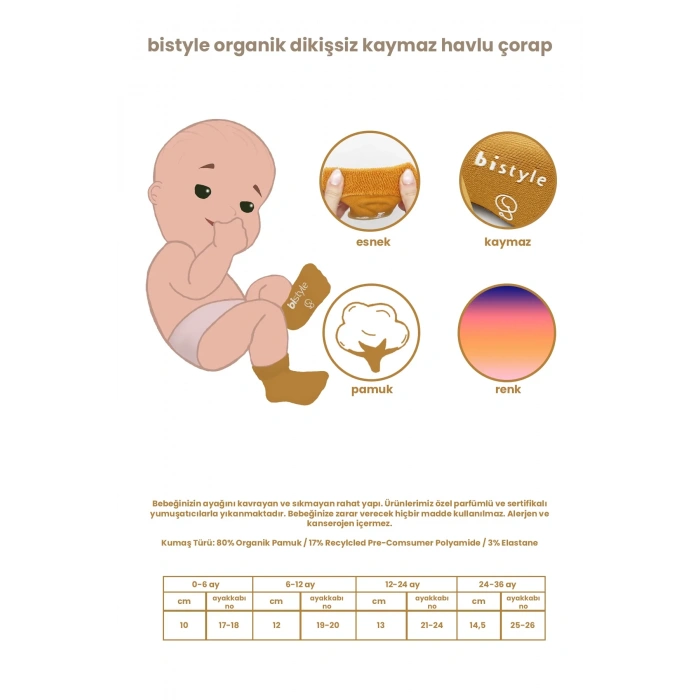 LitaeTrend Bistyle 2li Havlu Soket Kaymaz Çorap 10504 Ekru Pudra