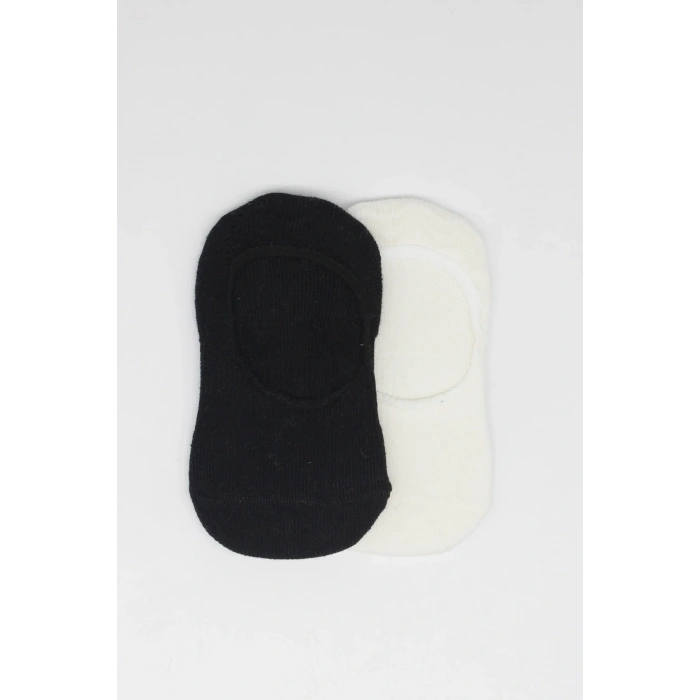 LitaeTrend Bistyle 2li Penye Babet Silikonlu Basic Çorap 30104 Siyah Ekru