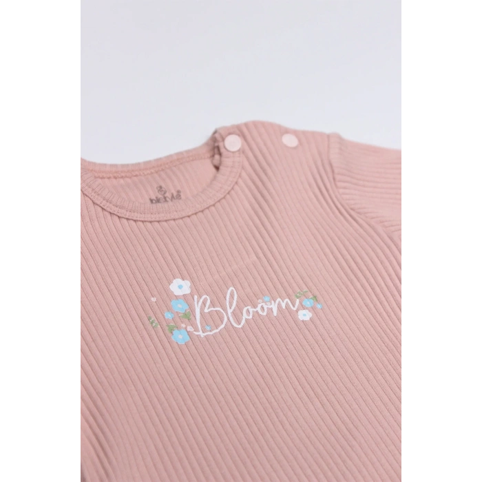 LitaeTrend Bistyle Flying Bloom White Yarım Kol 2li Body 17118 Ekru Gül Kurusu