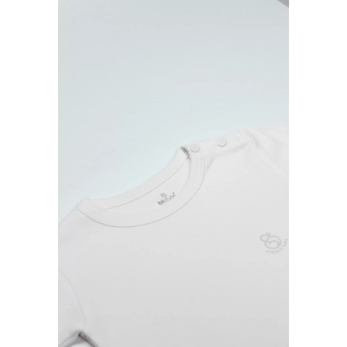 LitaeTrend Bistyle Organik Natural Basic Style Yarım Kol Body Bs17103 Beyaz