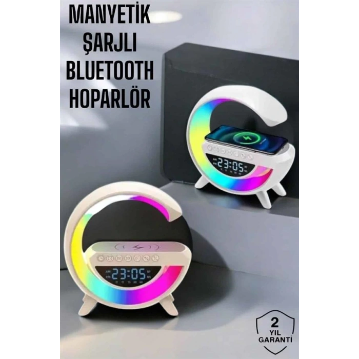 LitaeTrend Bluetooth Hoparlör 15W Kablosuz Hızlı Şarj LED Gece Lambası