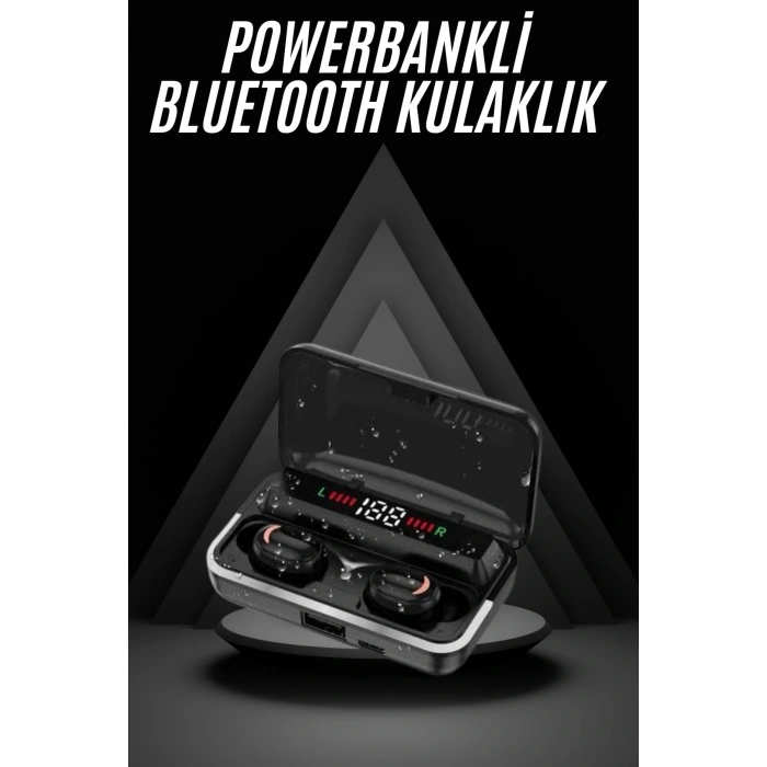 LitaeTrend Bluetooth Kulaklık Dijital Şarj Göstergeli Powerbankli Bass Özellikli Kablosuz Kulakiçi 5.1 Mikrofonlu