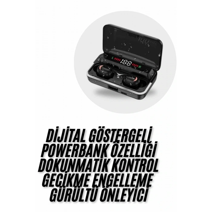 LitaeTrend Bluetooth Kulaklık Dijital Şarj Göstergeli Powerbankli Bass Özellikli Kablosuz Kulakiçi 5.1 Mikrofonlu