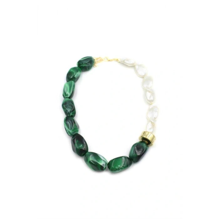 LitaeTrend Boncuklu İnci Kolye - Yeşil