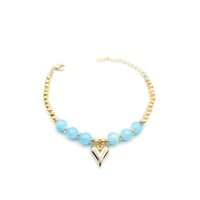 LitaeTrend Boncuklu Kalp Bileklik - Mavi