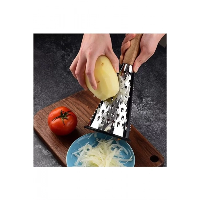 LitaeTrend Çelik Lüks Paslanmaz Çelik Konik Rende Bambu Saplı Royaleks-RND03