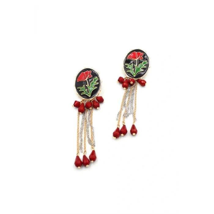 LitaeTrend Çiçek Küpe - Kırmızı