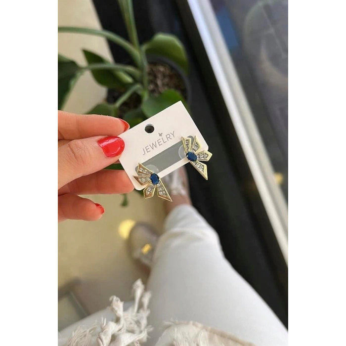 LitaeTrend Çiçek Küpe - Mavi