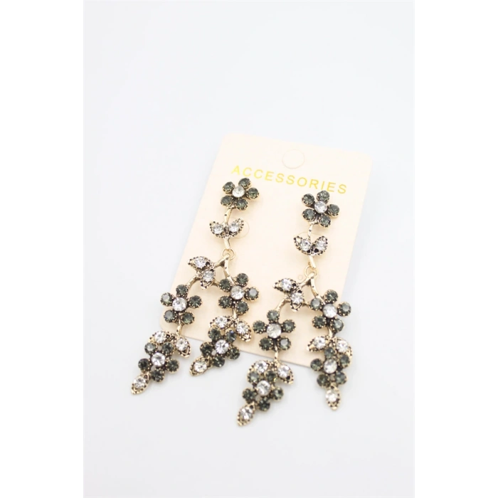 HERŞEYTREND Çiçek Küpe - Siyah