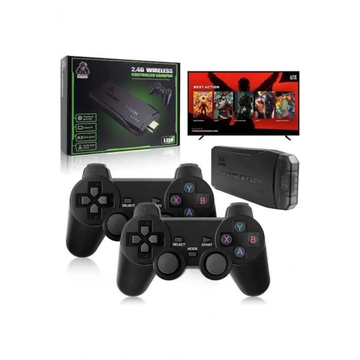 LitaeTrend Çift Kollu 2.4g kablosuz Retro 4k Game stick 3500 oyun atari HD Görüntü Kalitesi