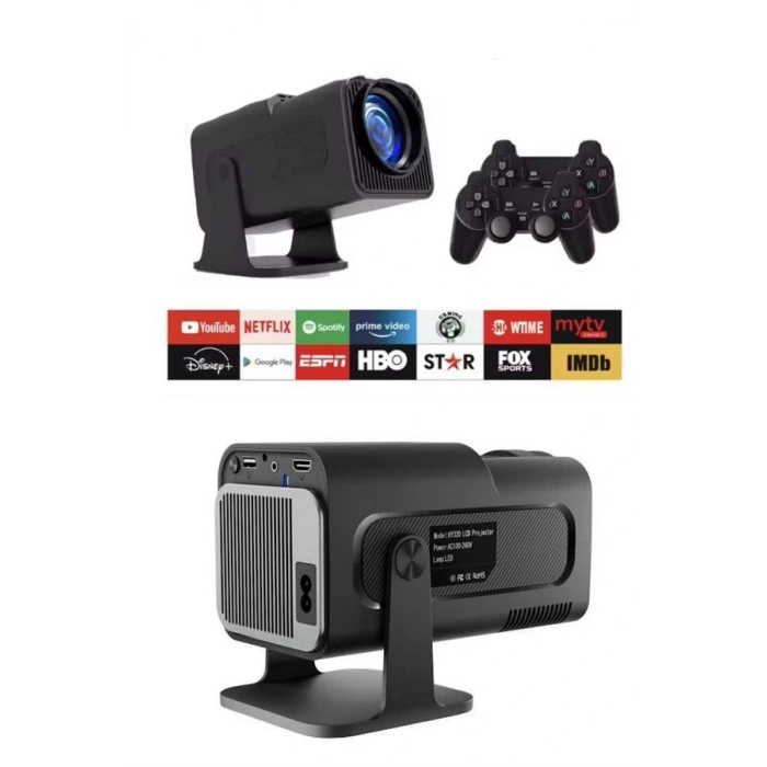 LitaeTrend Çift Kollu Projeksiyon Taşınabilir Game Projektör Full Hd 1080P 4k Projeksiyon Gamepad
