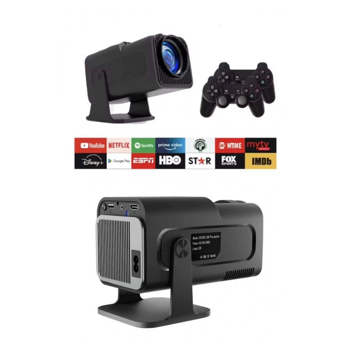 LitaeTrend Çift Kollu Projeksiyon Taşınabilir Game Projektör Full Hd 1080P 4k Projeksiyon Gamepad