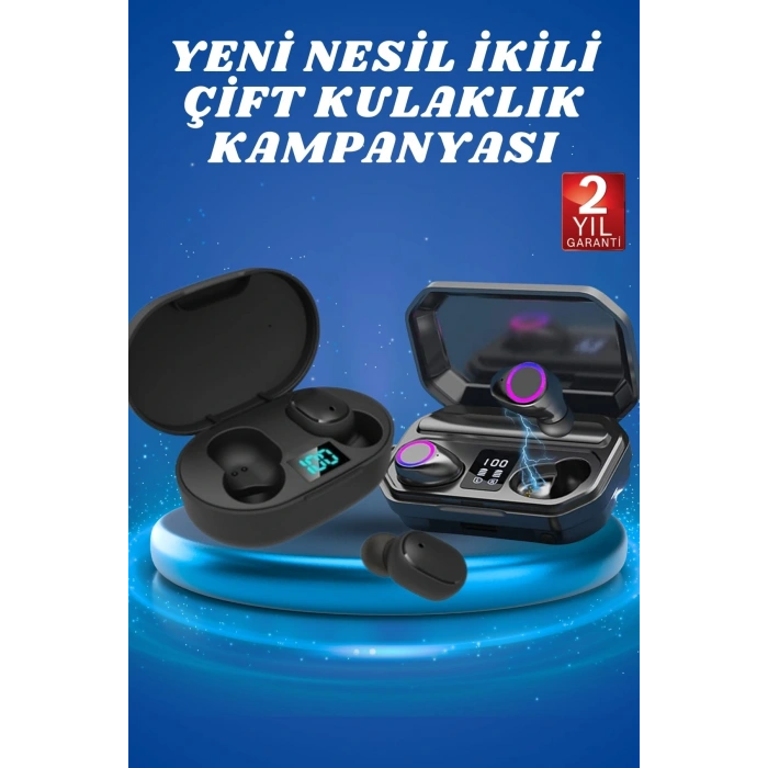 LitaeTrend Çift Kulaklık Kampanyası Dokunmatik Kontrol Kulak İçi Yüksek Ses Kaliteli Mikrofonlu