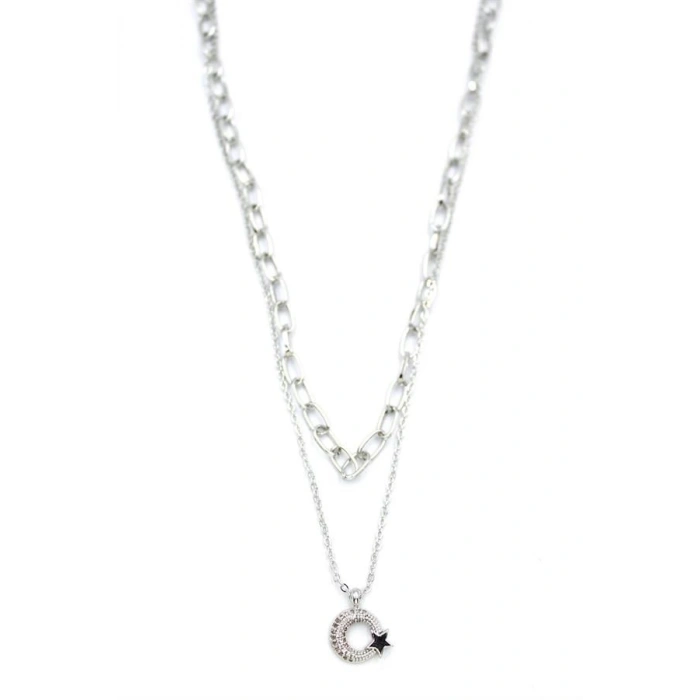 LitaeTrend Çoklu Ay Yıldız Kolye - Gümüş